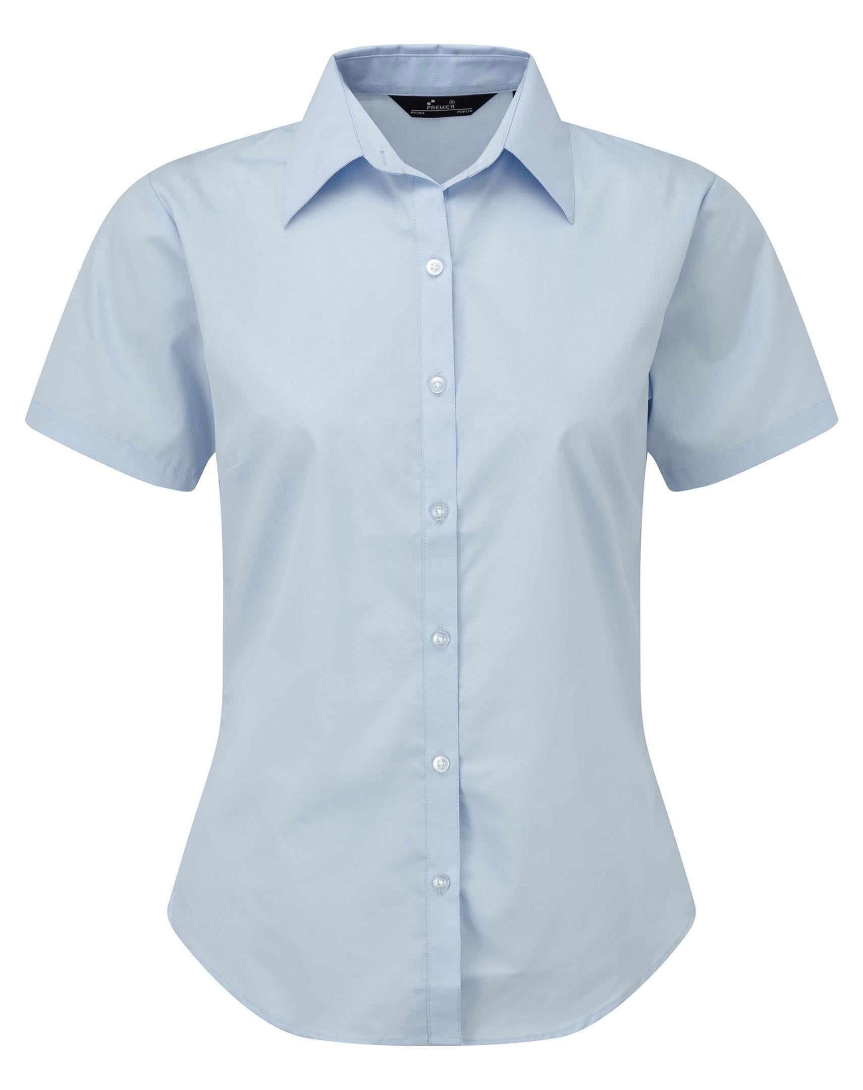 Ladies Poplin Short Sleeve Blouse | LIGHT BLUE